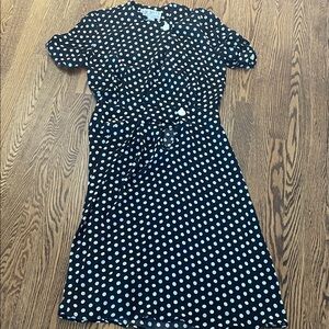 Elegant Black and White Polka Dot Midi Dress